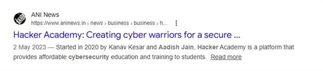 ANI media coverage related to cyber training